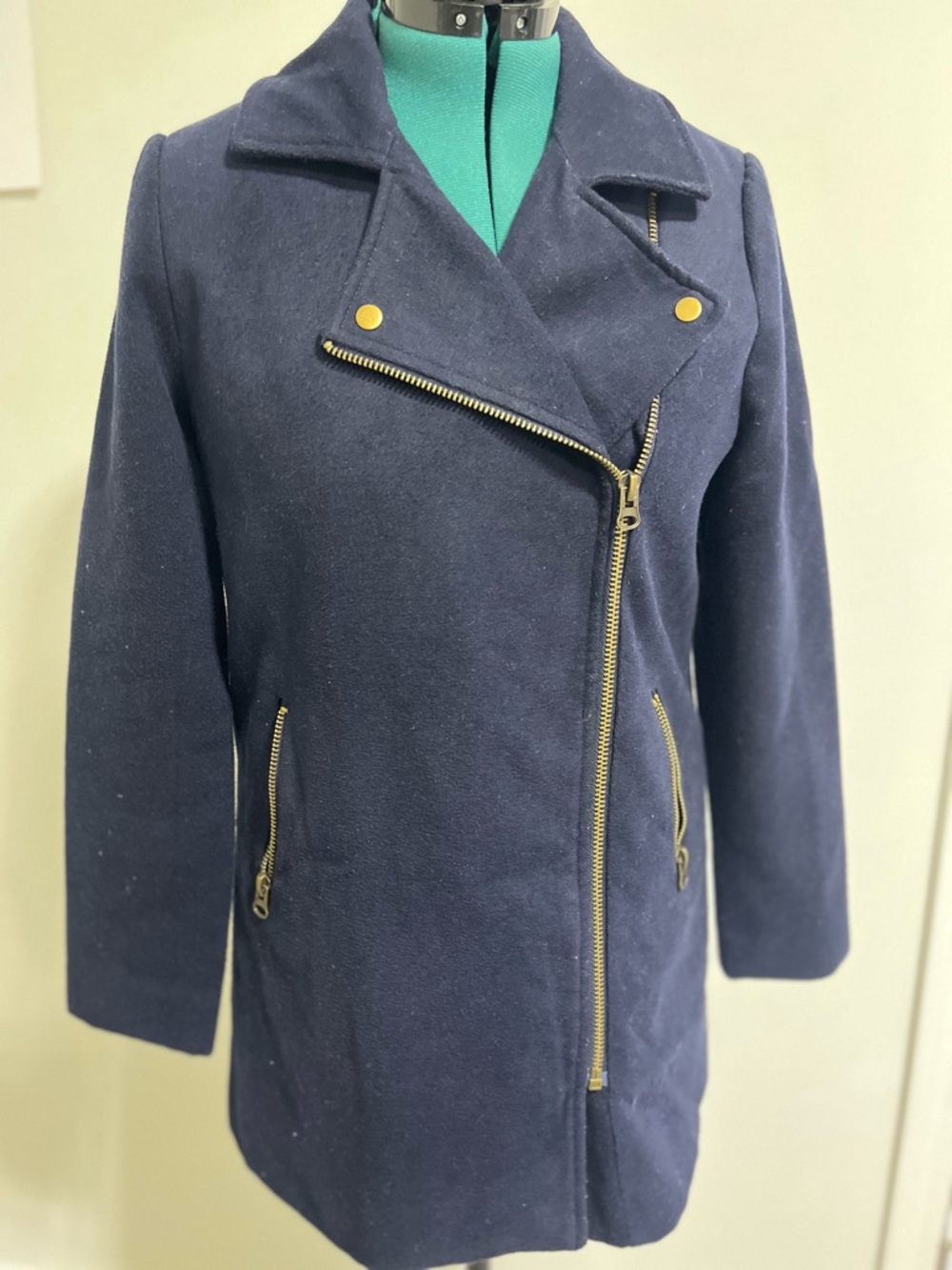 Forever 21 Navy Pea Coat with Gold Hardware